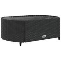 4-delige Loungeset met kussens poly rattan zwart - thumbnail