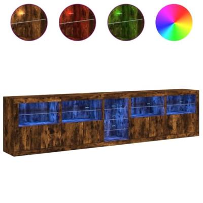 Dressoir met LED-verlichting 283,5x37x67 cm gerookt eikenkleur