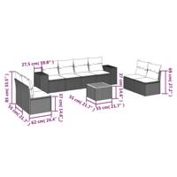9-delige Loungeset met kussens poly rattan zwart - thumbnail