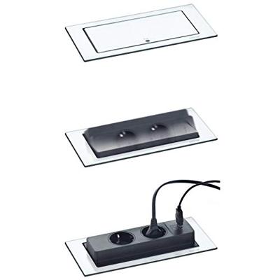 EVOline 1592.7100.0200 Inbouwstekkerdoos 2-voudig RVS (geborsteld) Randaarde stekker 1 stuk(s)