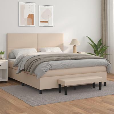 Boxspring met matras kunstleer cappuccinokleurig 160x200 cm