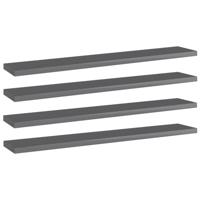 VidaXL Wandschappen 4 st 60x10x1,5 cm spaanplaat hoogglans grijs - thumbnail