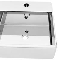 VidaXL Wastafel met overloop 41x41x15 cm keramiek zilverkleurig - thumbnail