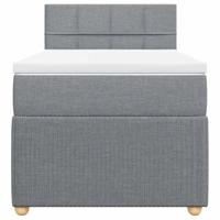 Boxspring met matras stof lichtgrijs 90x190 cm - thumbnail
