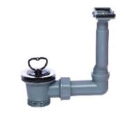 Kirchhoff ECO-SAVE kunststof gootsteenafvoer en overloopkraan, grijs, 1 1/2"ET x 70 mm, overloop voor druppelvlakken - 98834349 - thumbnail