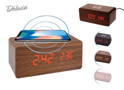 Digitale Wekker met draadloos oplaadsysteem - zwart