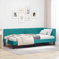 Hoekbedframe Turquoise 100 x 200 cm Fluweel en Engineered hout - thumbnail