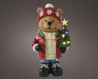 Lumineo LED kerstfiguur polyresin beer 38cm, multicolor - thumbnail