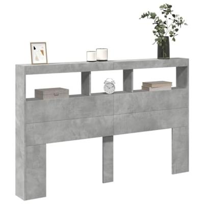 Hoofdbordkast met LED-verlichting 160x17x102 cm betongrijs