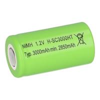 Mexcel -SC3000H Speciale oplaadbare batterij Sub-C Geschikt voor hoge temperaturen, Z-soldeerlip, Flat-top NiMH 1.2 V 3000 mAh - thumbnail