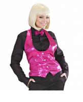 Dames paillettenvest roze - thumbnail