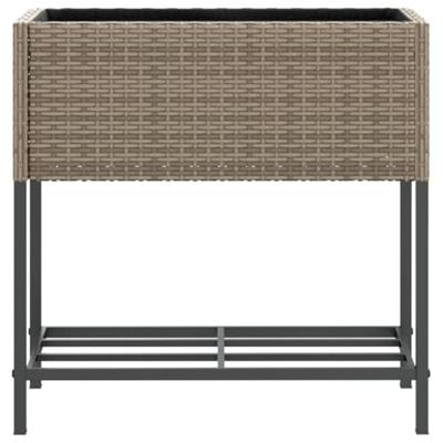 VidaXL Plantenbakken met schap 2 st 70x28x70 poly rattan grijs