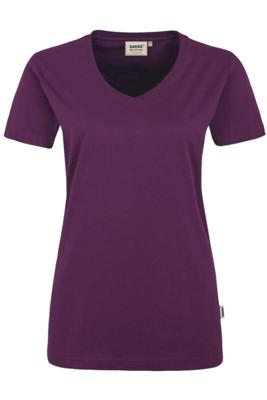 Hakro 181 Women's V-neck shirt MIKRALINAR® - Aubergine - 3XL