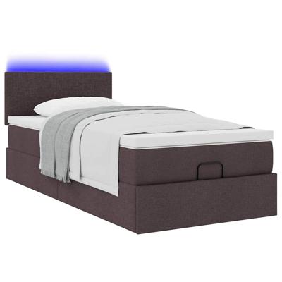 Ottoman bed met matras en LED's 80x200cm stof donkerbruin
