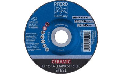 PFERD TOOLS EH 125-1,6 CERAMIC SGP STEEL 61300125 Doorslijpschijf gebogen 125 mm 25 stuk(s) Staal