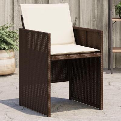 Tuinstoelen 4 st met kussens poly rattan bruin Tuinstoelen 4 st met kussens poly rattan bruin