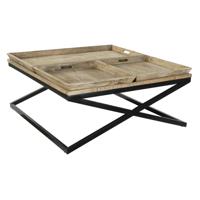 Hoofdtafel DKD Home Decor Zwart Natuurlijk Hout Metaal 120 x 120 x 55 cm - thumbnail