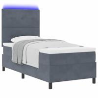 Boxspringbed met matras en LED fluweel donkergrijs 100x200 cm - thumbnail