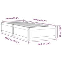 Bedframe massief grenenhout wasbruin 90x200 cm - thumbnail