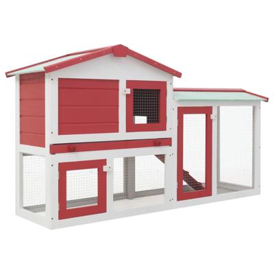 VidaXL Konijnenhok voor buiten groot 145x45x84 cm hout rood en wit