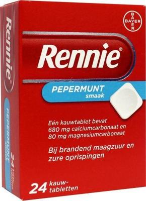 Rennie Pepermunt kauwtabletten bij brandend maagzuur Rennie Pepermunt kauwtabletten bij brandend maagzuur