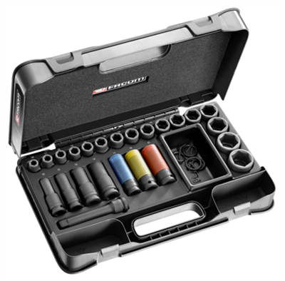 Facom set van 23 lange en korte impactdoppen 1/2" 10• 32mm - NS.550BPB