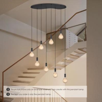 Metaal kroonluchter - Industrie hanglamp - Zwart - Met 8 pcs lampvoeten - Ontworpen voor Eetkamer en Slaapkamer - 100 x 34.4 x 117.5cm - set met E27 Lamphouder - voor Lampenkap met Doorsnede max 15cm - Gloeilamp Niet Inbegrepen