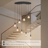 Metaal kroonluchter - Industrie hanglamp - Zwart - Met 8 pcs lampvoeten - Ontworpen voor Eetkamer en Slaapkamer - 100 x 34.4 x 117.5cm - set met E27 Lamphouder - voor Lampenkap met Doorsnede max 15cm - Gloeilamp Niet Inbegrepen - thumbnail