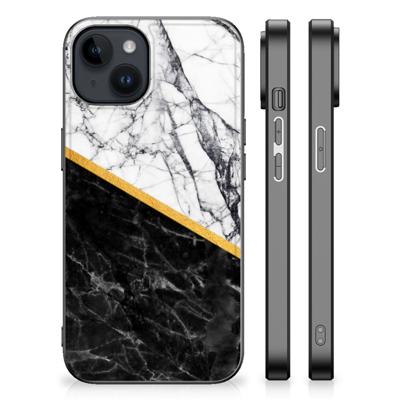 iPhone 15 Plus Marmeren Print Telefoonhoesje Marmer Wit Zwart - Origineel Cadeau Man iPhone 15 Plus Marmeren Print Telefoonhoesje Marmer Wit Zwart - Origineel Cadeau Man