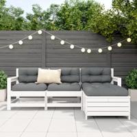 4-delige Loungeset massief grenenhout wit - thumbnail
