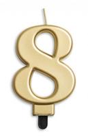 Kaars 8 jaar goudkleurig luxe - thumbnail