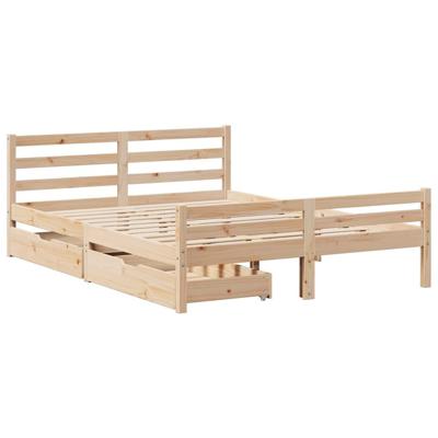 Bedframe zonder matras massief grenenhout 140x190 cm