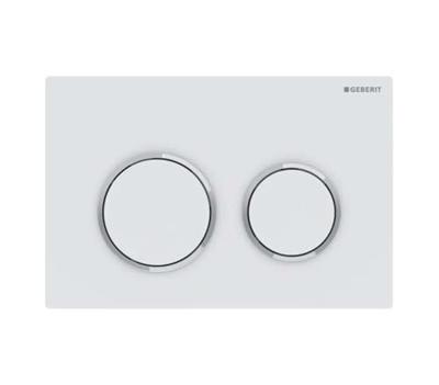 Drukplaat Geberit Omega 20 voor 2-toets Spoeling Glansverchroomde Ringen Mat Wit Drukplaat Geberit Omega 20 voor 2-toets Spoeling Glansverchroomde Ringen Mat Wit