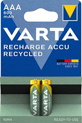 Varta RECH.AC.RECYC.AAA800mAh BLI2 Oplaadbare AAA batterij (potlood) NiMH 800 mAh 1.2 V 2 stuk(s) Varta RECH.AC.RECYC.AAA800mAh BLI2 Oplaadbare AAA batterij (potlood) NiMH 800 mAh 1.2 V 2 stuk(s)