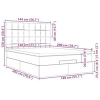 Ottoman bed met matrassen 140x200cm fluweel roze - thumbnail