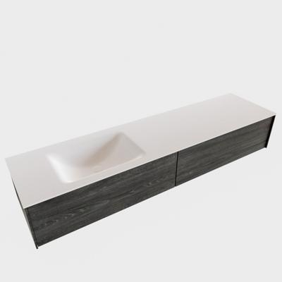 Badkamermeubel BWS Madrid Antraciet 180x45x30 cm Mat Witte Solid Surface Wastafel Links (2 lades, 1 kraangat)