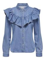 Only Onlindigo Ls Frill Dnm Shirt Qyt Noos Blouse Medium Blue Denim - thumbnail