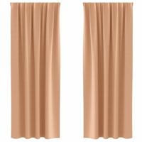 VidaXL Zwart-out gordijnen met ringen 2 pcs licht bruin 225 x 140 cm - thumbnail