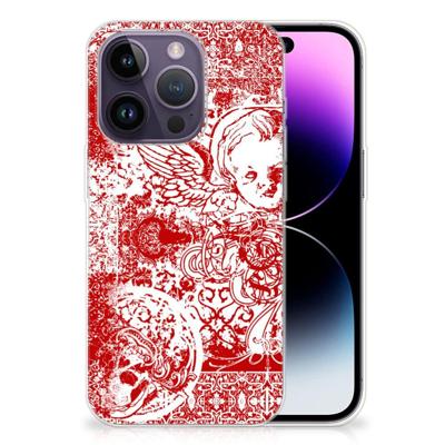 Silicone Back Case Apple iPhone 14 Pro Angel Skull Rood Silicone Back Case Apple iPhone 14 Pro Angel Skull Rood