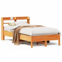 Bedframe zonder matras massief grenenhout wasbruin 120x190 cm - thumbnail