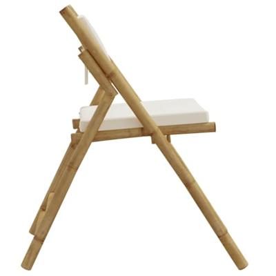 Bistrostoelen 2 st inklapbaar met kussens bamboe crmewit - thumbnail