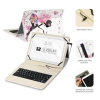 SUBBLIM Tabletbeschermhoes met micro-USB-toetsenbord, Spaans toetsenbord, van 10,1 inch tot 11 inch, magneetsluiting, USB C, compatibel met Android-apparaten (Hadas) - thumbnail