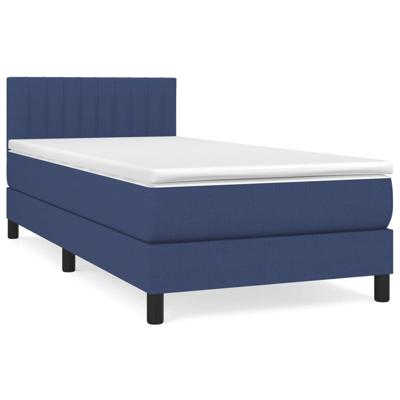 Boxspring met matras stof blauw 90x190 cm - thumbnail