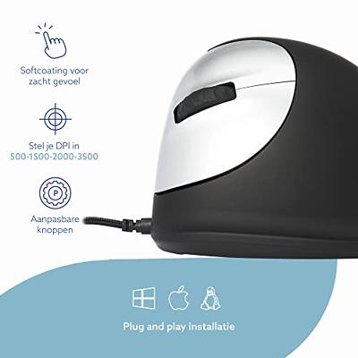 R-GO Tools RGOHELE Ergonomische muis USB Optisch Zwart, Zilver 4 Toetsen 1750 dpi Ergonomisch - thumbnail