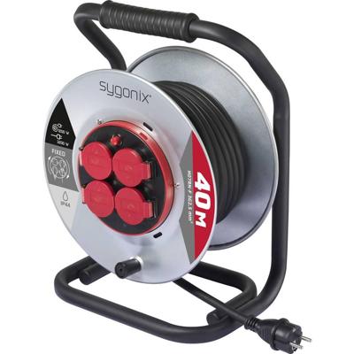 Sygonix SY-10236111 Kabelhaspel 40 m Zwart Randaarde stekker