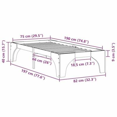 Bedframe met opslag Bruin 75 x 190 cm Massief grenenhout Bedframe met opslag Bruin 75 x 190 cm Massief grenenhout