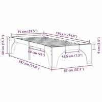 Bedframe met opslag Bruin 75 x 190 cm Massief grenenhout - thumbnail