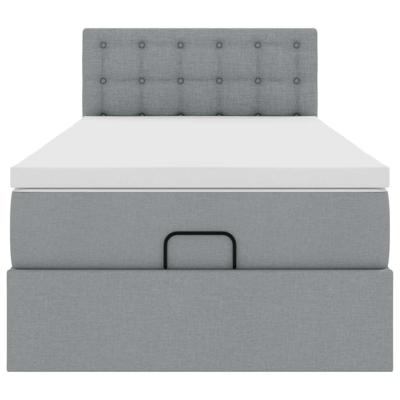 Ottoman bed met matras 200x200 cm stof lichtgrijs
