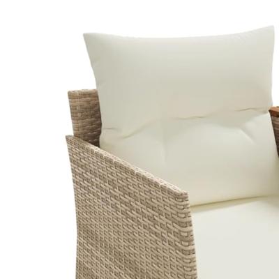 Tuinbank 2-zits met voetenbanken poly rattan beige