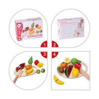 Classic World world houten snijfruit met snijplank, 17dlg. - thumbnail